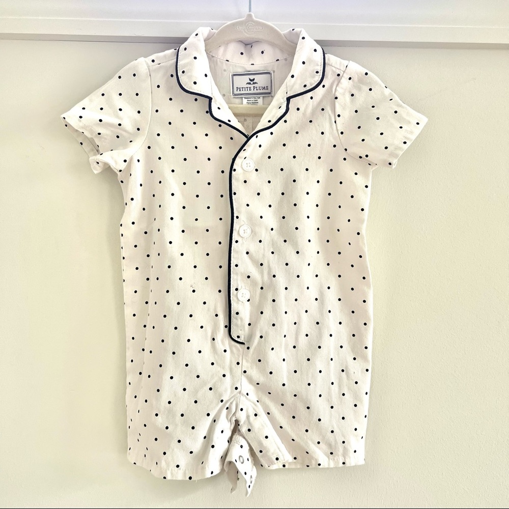 Easter PJs Petite Plume Navy and White Romper